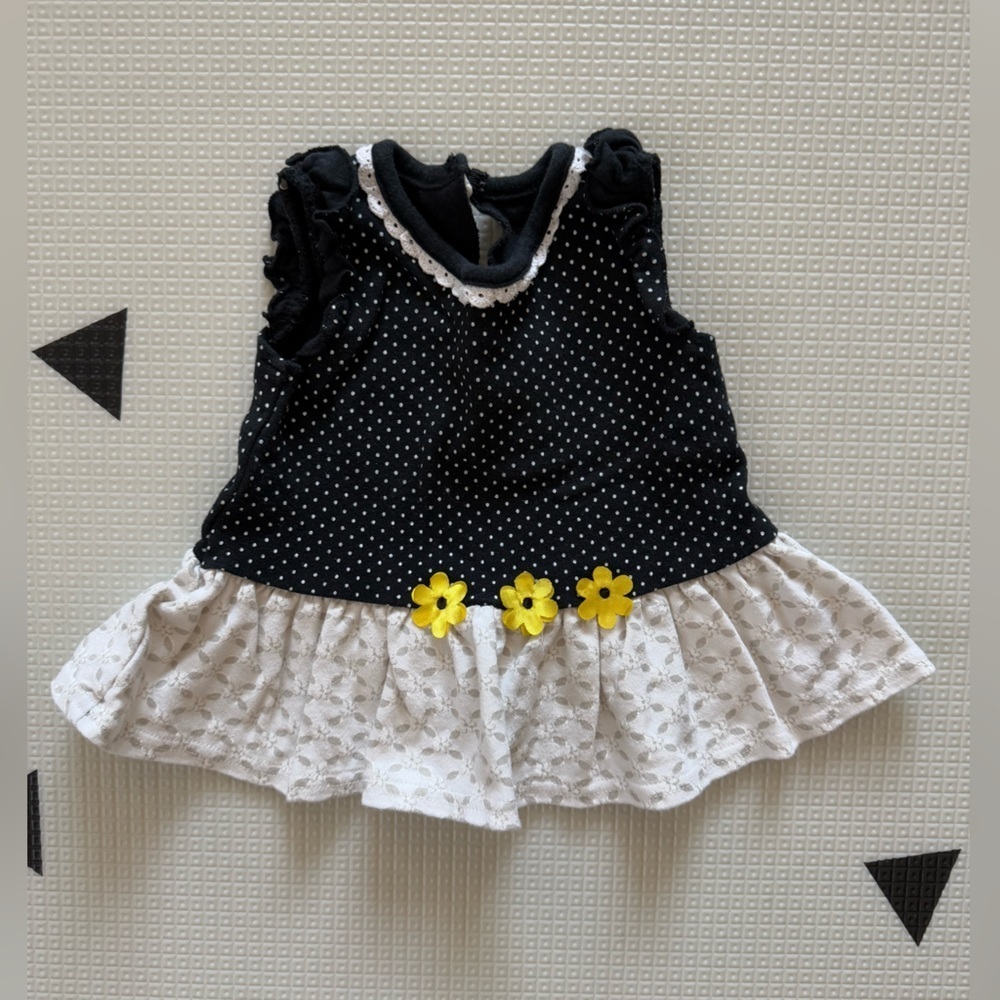Baby starters|Baby girl polka dot sunflower tunic dress,size 6 months••••boho